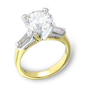  Solitaire Engagement Ring with Baguette Accents 2.10ct 