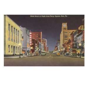  State Street at Night, Erie, Pennsylvania Giclee Poster 