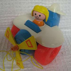 Vintage 1980 PULL ALONG PLANE Fisher Price Little People Airplane Cord 