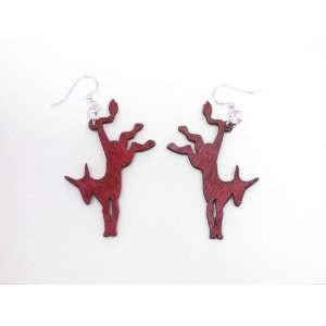  Cherry Red Democratic Donkey Wooden Earrings GTJ Jewelry