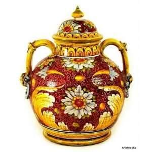  MAJOLICA RUBINO Spherical pitcher/vase with two handles 