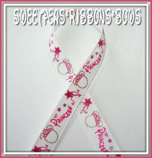 FULL ROLL 3/8 Miss Mouse Princess Silver Ink grosgrain ribbon 4 Bows 