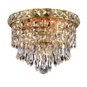   Inch High 2 Light Flush Mount, Gold Finish with Crystal (Clear