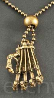 Cool Sci fi High Tech Robot Hand Pendant Necklace Jewelry  Bronze Tone 