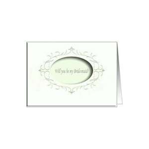  Will you be my Bridesmaid?, Mint Green Oval Design Card 