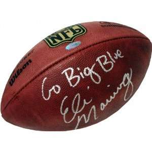  Eli Manning Autographed Football with Go Big Blue 