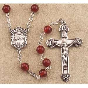  6mm Bead Red Agate Rosary Rosaries with Sterling Silver 