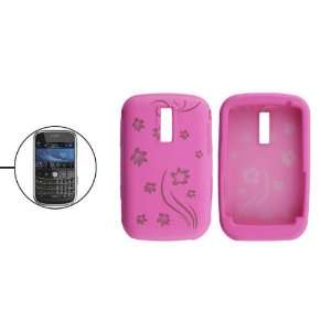  Gino Deep Pink Flower Pattern Silicone Skin for BlackBerry 
