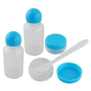   Blue Clear Cosmetic Cream Box 2 Pcs + Plastic Bottle + Spoon Beauty