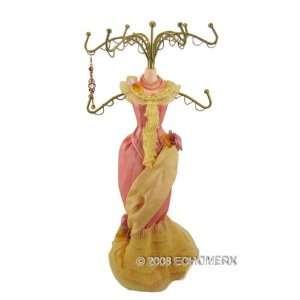  Victorian Ruffle Doll Jewelry Stand Pink 14.5 Inches