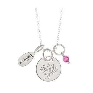   Lotus, Believe & Crystal Breast Cancer Necklace Baroni Jewelry