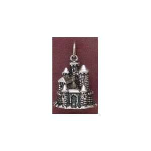  Sterling Silver Charm, 11/16 inch, 3D Castle, 8.4 grams Jewelry