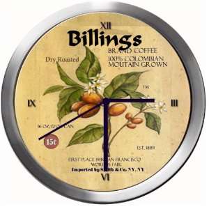  BILLINGS 14 Inch Coffee Metal Clock Quartz Movement 