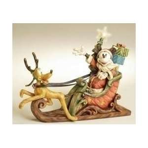  Disney Santa Mickey In Sleigh & Pluto Reindeer Lighted 