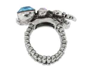 GUESS Floral Crystal Butterfly Multi Charm Stretch Ring BNWT  