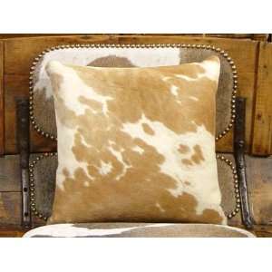 Beige & White Cow / Steer Hide (Cowhide) Pillow 