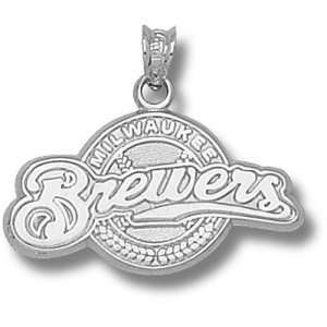  Milwaukee Brewers MLB Full Logo 9/16 Pendant (Silver 