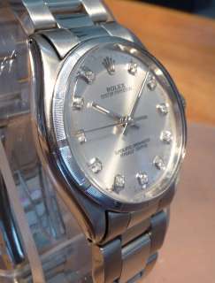 ROLEX OYSTER PERPETUAL SILVER DIAMOND DIALED 1961 STAINLESS STEEL MENS 