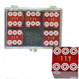  Set of 5 Red 19mm Birdseye Transparent Casino Dice 