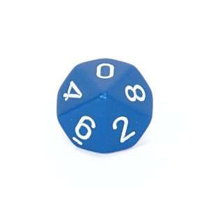  Opaque 10 sided Dice, Blue with white Toys & Games