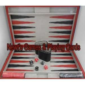  Leatherette Black & Red 15 Backgammon   Deluxe Game Set 