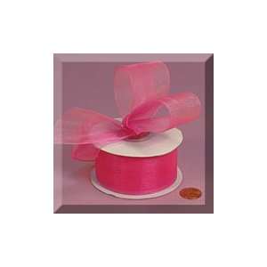  1ea   2 1/2 X 25yd Hot Pink Shimmer Sheer Organza Ribbn 
