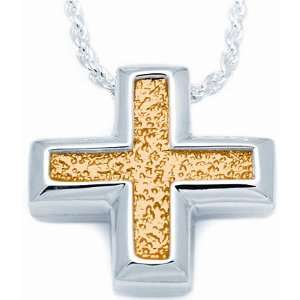  Square Sand Textured Cross with Gold Accent keepsake Urn 