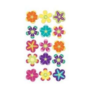  Metallic Dimensional Stickers   Faceted Hawaiian Flowers 