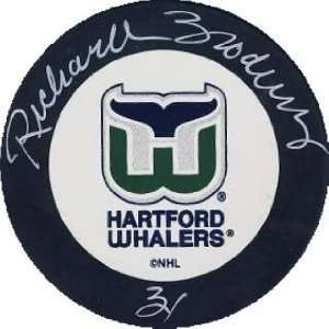 Richard Brodeur Signed Puck   Hartford Whalers)  Sports 