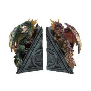    Metallic Gothic Dragon Bookends Book Ends Medieval