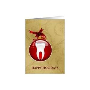  happy holidays for dentist, red tooth ornament Card 