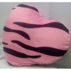  Zebra Heart Shape Decorative Pillow, Color Fuchsia/Black 