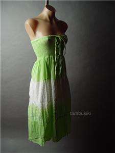 STRAPLESS / HALTER Dip Dye Eyelet Cotton Smocked Tube Beach Summer Sun 