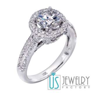 Real 2 Carats Round Diamond Vintage Engagement Ring w/ Micro Pave 14k 