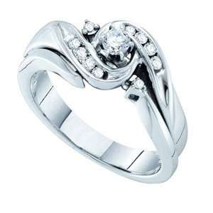  1/4 Carat Diamond 14k White Gold Interlocking Bridal Set 