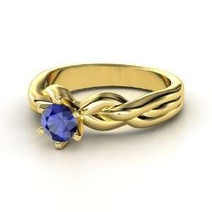   Eternal Braid Solitaire Ring, Round Sapphire 14K Yellow Gold Ring