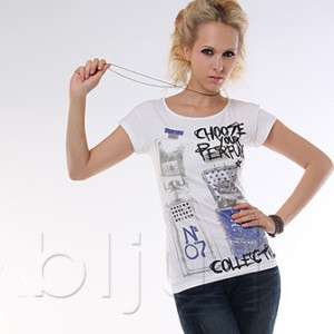 doublju1 Womens Printed T shirts Top WHITE (8187)  