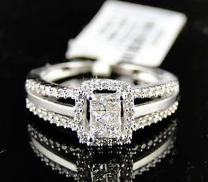   WOMENS WHITE GOLD PRINCESS CUT DIAMOND BRIDAL ENGAGEMENT RING SET