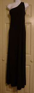 Black Formal One Shoulder Dress / Gown by Ralph Lauren Size M 34B, 30 