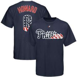   Phillies #6 Ryan Howard Navy Blue Stars & Stripes Player T shirt