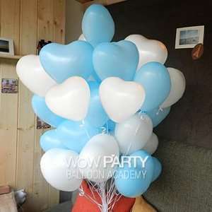  Shipping Free  12 Heart Shape White&blue Balloons 100pcs 