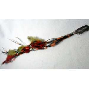  Orange and Red Guinea Ostrich Feather Hair Extension 