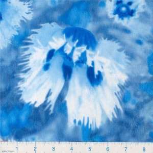 56 Wide Panne Velvet Tie Dyed Blue Fabric By The Yard 