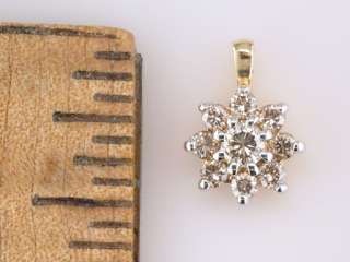 Brand New 1/2ct Champagne Diamond Flower 14K Yellow Gold Pendant 