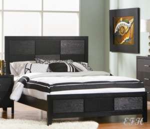 NEW GROVE BLACK FINISH WOOD LOW PROFILE BED  