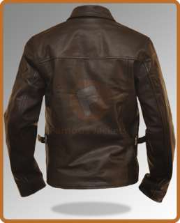 Indiana Jones Vintage Mens Genuine Leather Jacket Classic Coat  