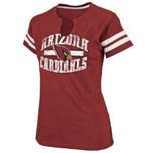  Arizona Cardinals Red Womens Go For Two II Split Neck T 