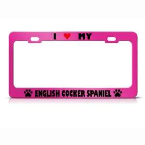 English Cocker Spaniel Paw Love Heart Pet Dog license plate frame Tag 