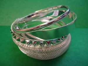 Silver Mesh Studded Bangle Bracelet 5 pc Set   Mixit  