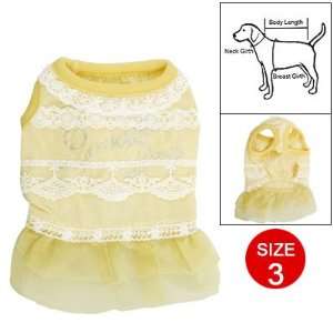   Sz 3 Yellow Ruffled Hem Layers Tank Dress for Dog Pet